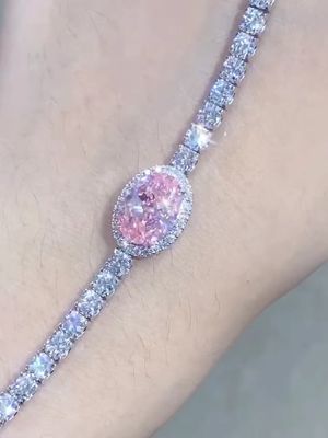 2.87ct ピンクダイヤモンド テニスブレスレット オバルカット ロング 合成ダイヤモンド