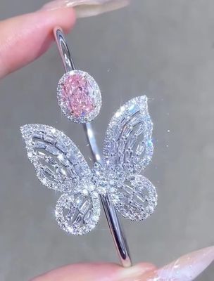 NGTC認定 実験室で育てたダイヤモンド ブレスレット 1.97ct 円形ピンクダイヤモンド ブレスレット