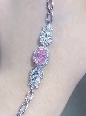 オーバルカット 合成ダイヤモンド テニス ブレスレット 2.72ct ピンク ダイヤモンド ブレスレット オーバル形