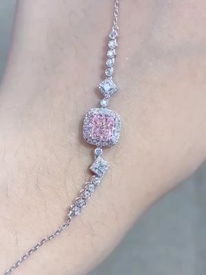 クッションカットラボ ダイヤモンド ブレスレット ピンク ファンシー ダイヤモンド カラー 1.52ct