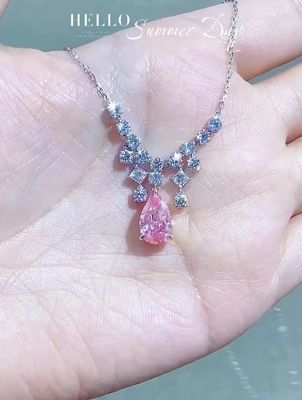 IGI認定 実験室で育てた ダイヤモンドペンダント ピアスカット 2.84ct ピンク 華やかな色