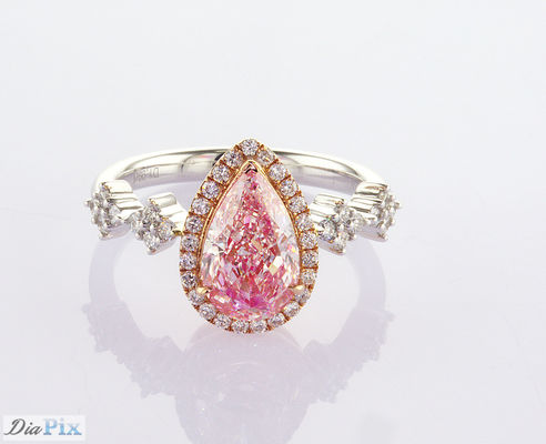 2.31ct ピアスカット ファンシー ピンク ラボで育てた ダイヤモンド ハロリング