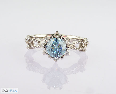 ブルーCVD1.01ct 実験室で育てたダイヤモンド 結婚指輪 18K 白金セット IGI認証
