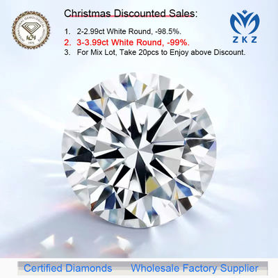 CVD DEF VS VVS ラウンド ブリアントカット 3ct + ラボ栽培ダイヤモンド IGI証明書 工場卸売業者