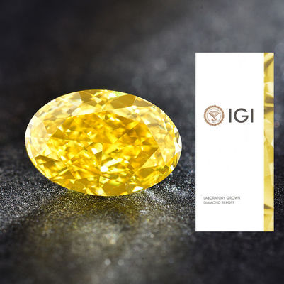 実験室で作られた黄ダイヤモンド 1.00ct 華やかな鮮やかな黄 VS1 円形のHPHT