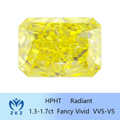 放射性形 HPHT 実験室栽培 黄ダイヤモンド 1.3ct-1.7ct IGI 認証