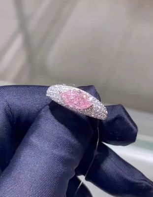 マルキースラボで育てた ダイヤモンド 宝石 ピンク CVD ダイヤモンド リング 18k ホワイト ゴールド テストに合格