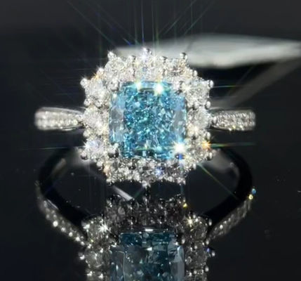 ブルーラボ 成長ダイヤモンドリング 1.29ct クッションカット 合成ダイヤモンド ギフトリング 女性用
