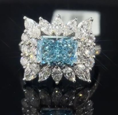 2.20ct ブルー・ラボ・グルーン・ダイヤモンド・リング