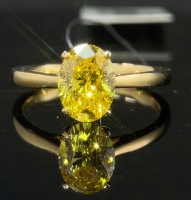 1.59ct ラボ ダイヤモンド 宝石 円形切断 ダイヤリング 華やかな鮮やかな黄色 クラシックスタイル