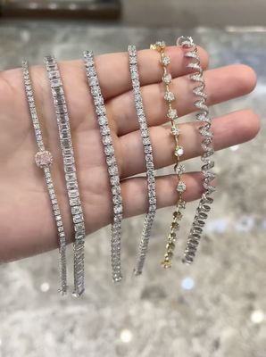 高級宝石ラボ 成長したダイヤモンド ブレスレット カーボン DEF カラー おしゃれな形 テニス ブレスレット